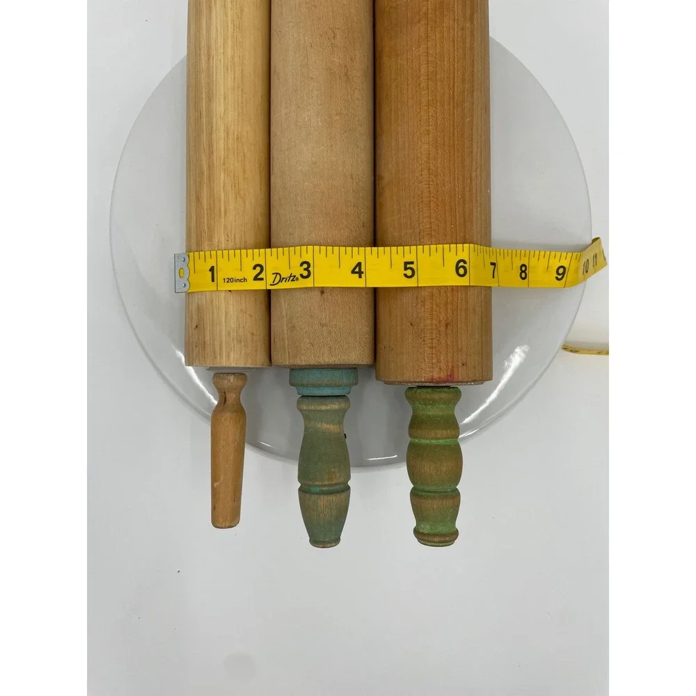Unbranded Rolling Pin Set 3pc Tan Wood Vintage Farmhouse Cottagecore Primitive